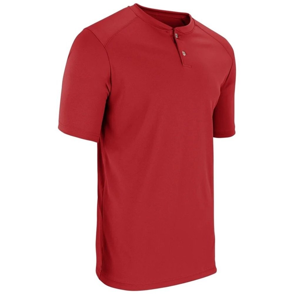 Champro Sports Mens DRI-GEAR Turn Two 2-Button Baseball Jersey Scarlet -Size 2XL